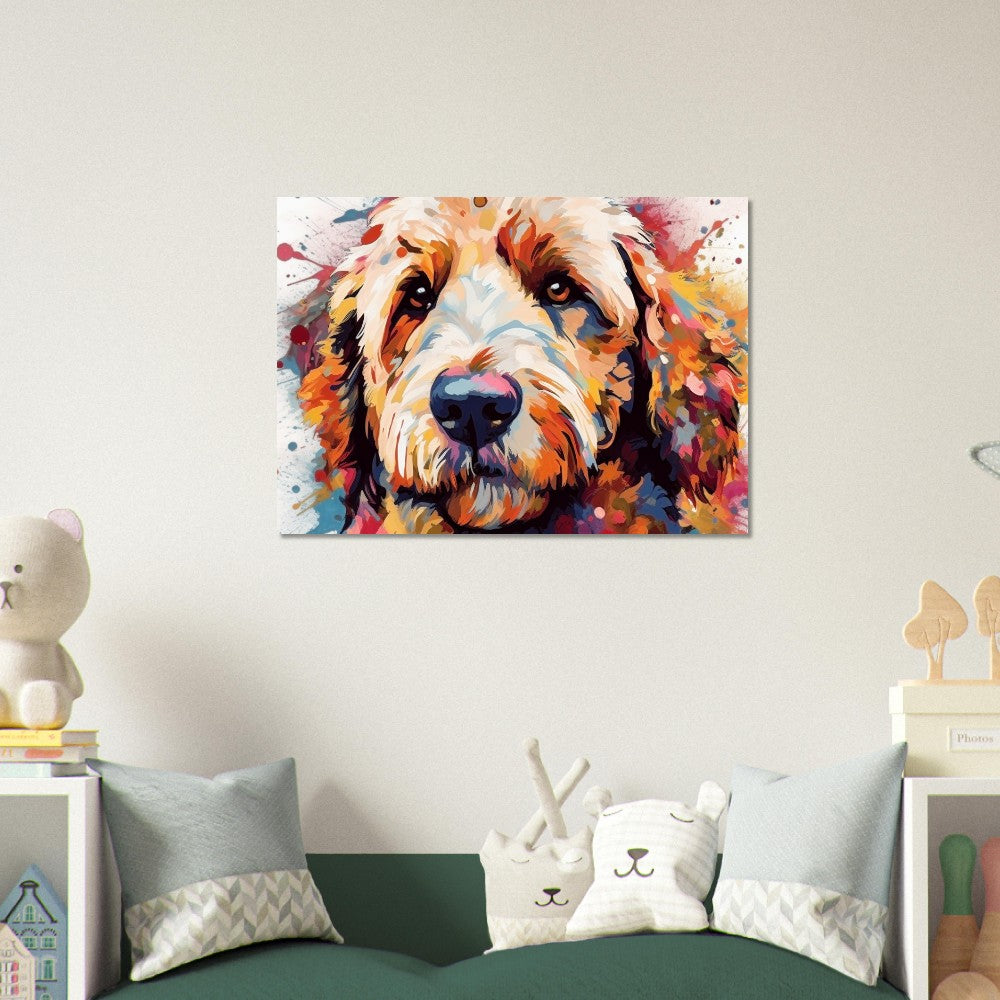 Labradoodle Goldendoodle Poster. Colorful Watercolor Cute Dog Art Gift, Present for Doodle Mom, Dad. Animal Wall Art