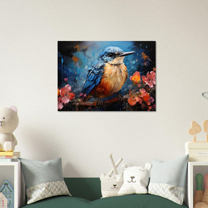 Impression d’affiche d’oiseau britannique mignon. Aquarelle Great Bird Art Gift, cadeau pour maman, papa. Art mural animalier floral