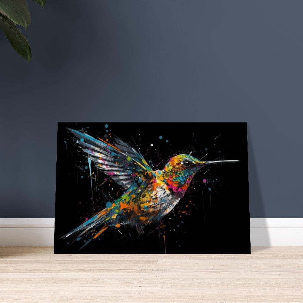 Colorful Hummingbird Poster Print. Watercolor Cute Bird Art Gift, Present for Mom, Dad. Safari Animal Wall Art