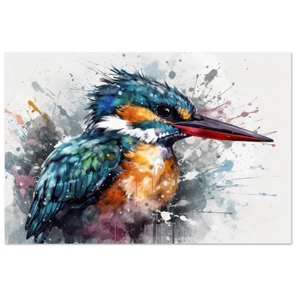 Impression d’affiche d’oiseau de martin-pêcheur. Cadeau d'art d'oiseau mignon à l'aquarelle, cadeau pour maman, papa. Art mural animalier floral