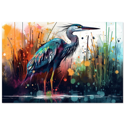 Colorful Heron Poster Print. Watercolor Great Bird Art Gift, Present for Mom, Dad. Rainbow Animal Wall Art