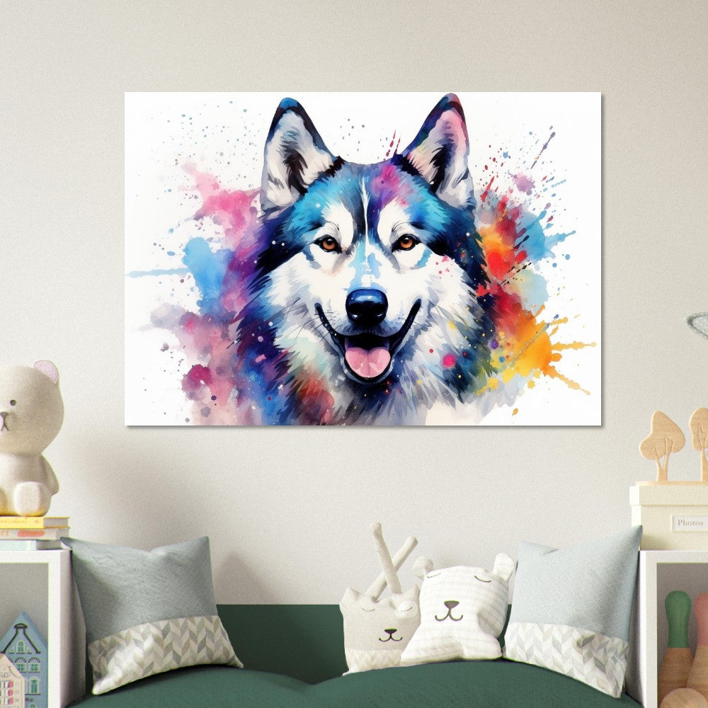 Siberian Husky Poster - Colorful Print, Animal Wall Art Gift for Dog Lovers, Husky Mom, Dad