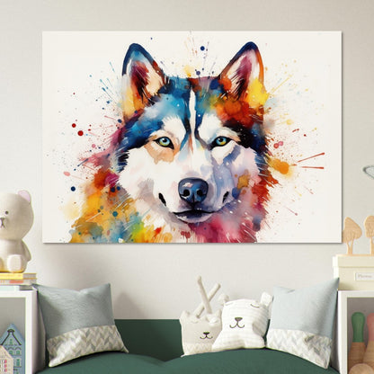 Siberian Husky Poster - Colorful Print, Animal Wall Art Gift for Dog Lovers, Husky Mom, Dad