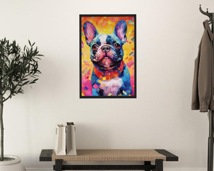 French Bulldog Pop Art Print - Cadeau d'art mural animal coloré pour les amoureux des chiens, Frenchie maman, papa Poster