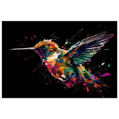 Colorful Hummingbird Poster Print. Watercolor Cute Bird Art Gift, Present for Mom, Dad. Safari Animal Wall Art