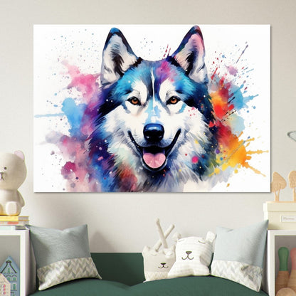 Siberian Husky Poster - Colorful Print, Animal Wall Art Gift for Dog Lovers, Husky Mom, Dad