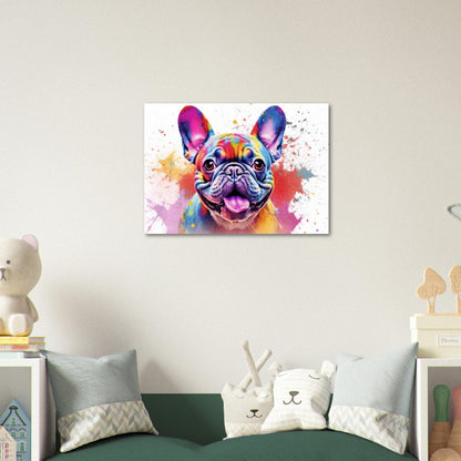 French Bulldog Pup Poster with Free Delivery! Colorful Watercolor Nursery Puppy Poster Print Wall Art Gift for Dog Lovers, Frenchie Mom, Dad