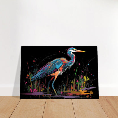 Colorful Heron Poster Print. Watercolor Great Bird Art Gift, Present for Mom, Dad. Rainbow Animal Wall Art