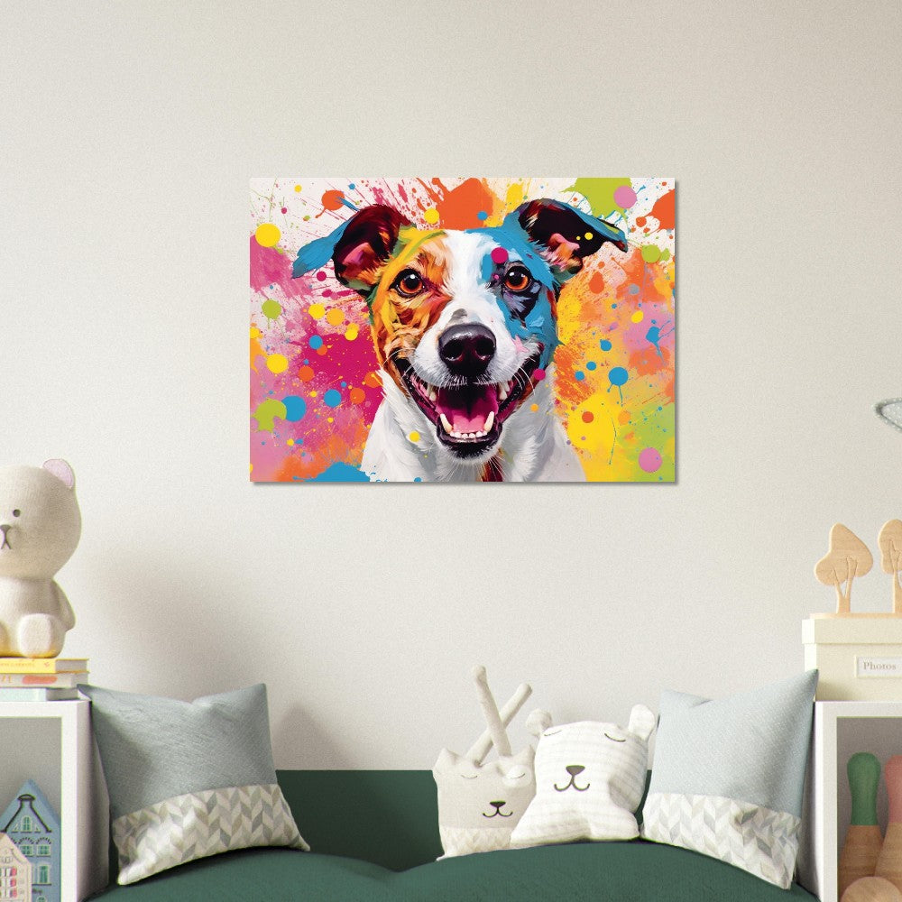 Jack-Russell-Terrier-Poster – bunter Aquarell-Pop-Art-Druck, Tier-Wandkunst-Geschenk für Hundeliebhaber, Mama, Papa