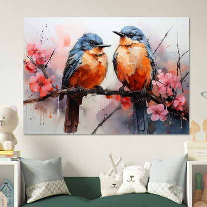 Impression d’affiche d’oiseaux britanniques doux. Aquarelle Great Bird Art Gift, cadeau pour maman, papa. Art mural animalier floral