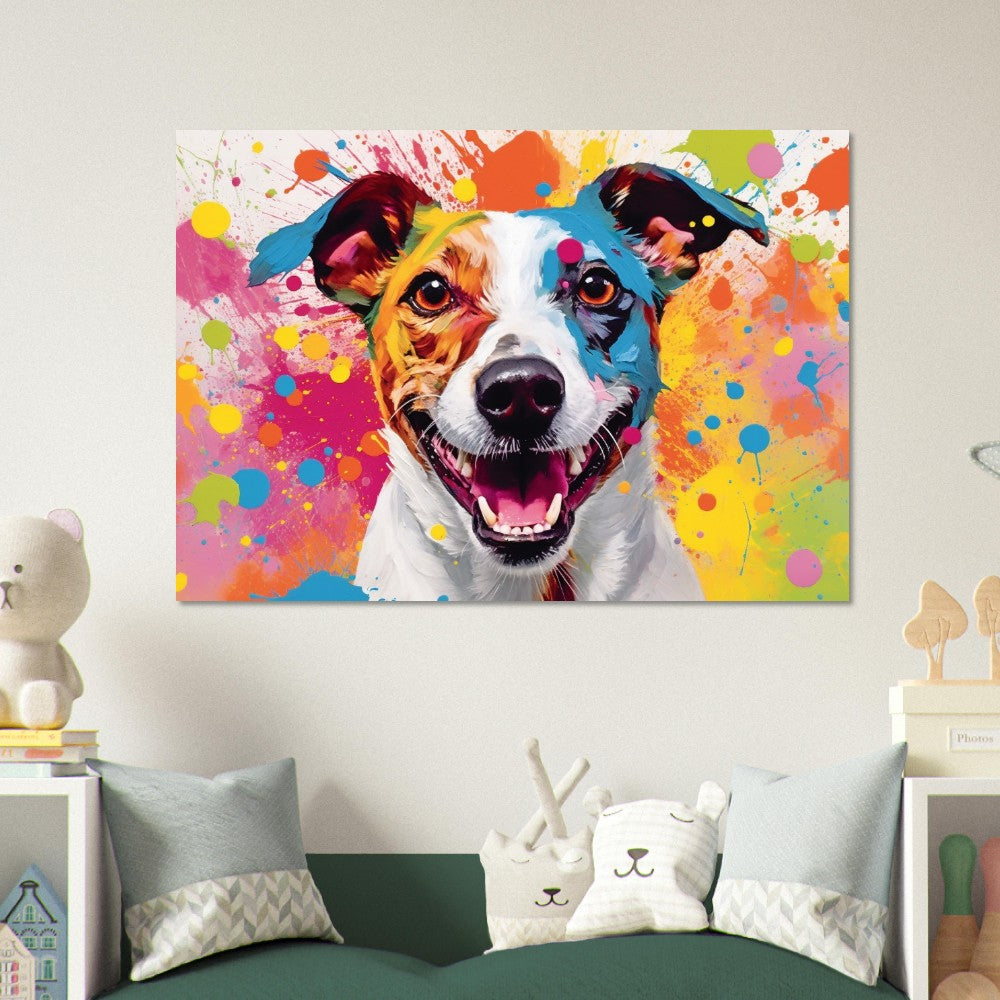 Jack-Russell-Terrier-Poster – bunter Aquarell-Pop-Art-Druck, Tier-Wandkunst-Geschenk für Hundeliebhaber, Mama, Papa