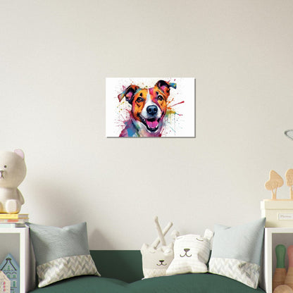 Jack-Russell-Terrier-Poster – bunter Aquarell-Pop-Art-Druck, Tier-Wandkunst-Geschenk für Hundeliebhaber, Mama, Papa