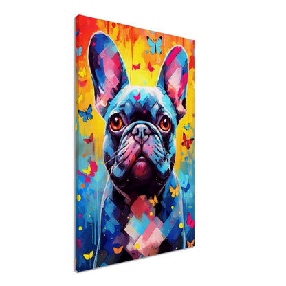 Impression de bouledogue français et de papillons - Cadeau d'art mural animal coloré pour les amoureux des chiens, maman Frenchie, papa Poster