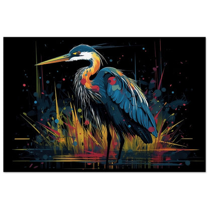 Colorful Heron Poster Print. Watercolor Great Bird Art Gift, Present for Mom, Dad. Rainbow Animal Wall Art