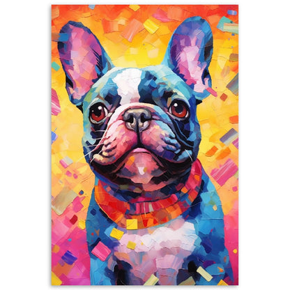 French Bulldog Pop Art Print - Cadeau d'art mural animal coloré pour les amoureux des chiens, Frenchie maman, papa Poster