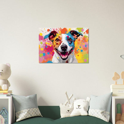 Jack-Russell-Terrier-Poster – bunter Aquarell-Pop-Art-Druck, Tier-Wandkunst-Geschenk für Hundeliebhaber, Mama, Papa