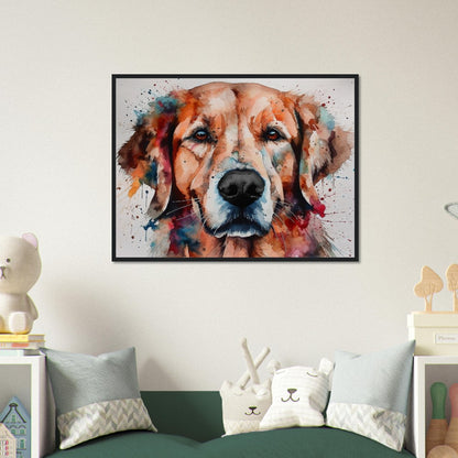 Red Golden Retriever (Framed) - Colorful Watercolor Style Print, Animal Wall Art Gift for Dog Lovers, Golden Mom, Dad