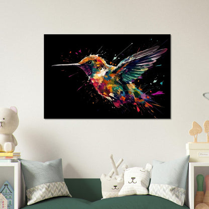 Colorful Hummingbird Poster Print. Watercolor Cute Bird Art Gift, Present for Mom, Dad. Safari Animal Wall Art