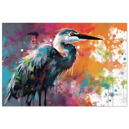 Colorful Heron Poster Print. Watercolor Great Bird Art Gift, Present for Mom, Dad. Rainbow Animal Wall Art