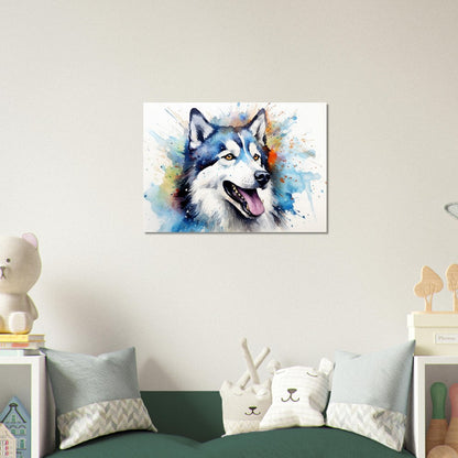 Siberian Husky Poster - Bunter Druck, Tierwandkunst Geschenk für Hundeliebhaber, Husky Mama, Papa