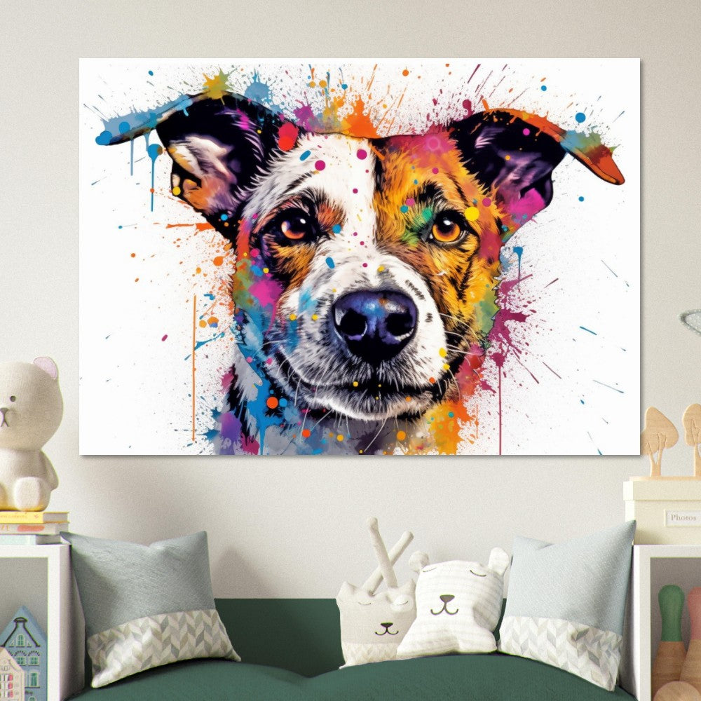 Jack Russell Terrier Poster - Colorful Watercolor Pop Art Print, Animal Wall Art Gift for Dog Lovers, Mom, Dad