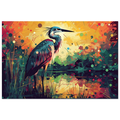 Colorful Heron Poster Print. Watercolor Great Bird Art Gift, Present for Mom, Dad. Rainbow Animal Wall Art