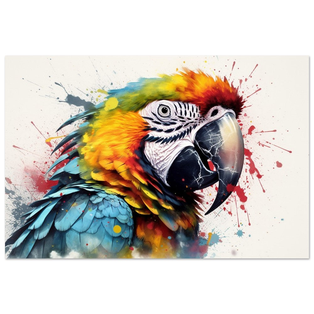 Colorful Macaw Parrot Poster Print. Watercolor Cute Bird Art Gift, Present for Mom, Dad. Safari Animal Wall Art