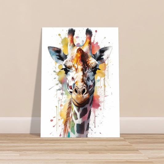 Watercolor Giraffe Poster Print - Beautiful Safari Decor, Colourful Animal Wall Art Painting Gift, Rainbow Watercolour Pop Art