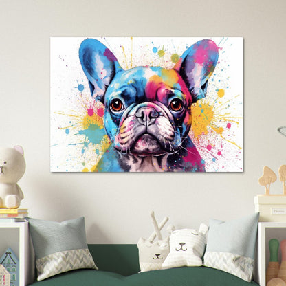 Affiche bouledogue français avec livraison gratuite ! Aquarelle colorée pépinière chiot affiche impression mur art cadeau pour les amoureux des chiens, Frenchie maman, papa