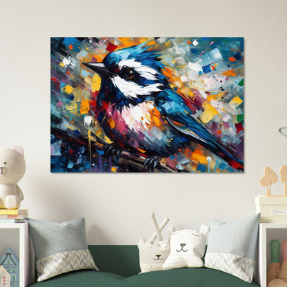 Niedlicher britischer Vogel Posterdruck. Aquarell Tolles Vogelkunstgeschenk, Geschenk für Mama, Papa. Florale Tierwandkunst