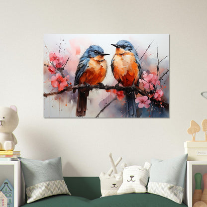 Impression d’affiche d’oiseaux britanniques doux. Aquarelle Great Bird Art Gift, cadeau pour maman, papa. Art mural animalier floral