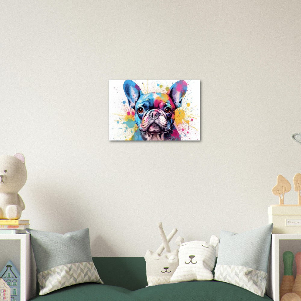 Affiche bouledogue français avec livraison gratuite ! Aquarelle colorée pépinière chiot affiche impression mur art cadeau pour les amoureux des chiens, Frenchie maman, papa