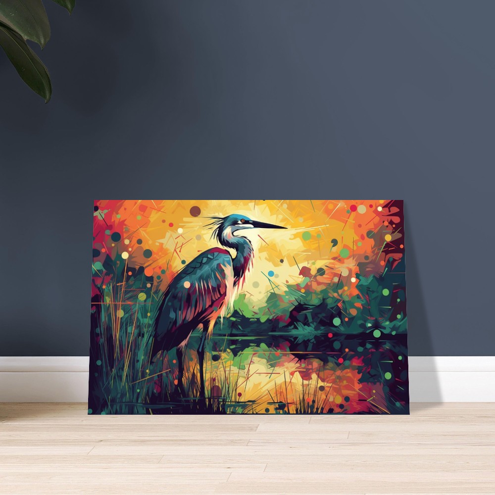 Colorful Heron Poster Print. Watercolor Great Bird Art Gift, Present for Mom, Dad. Rainbow Animal Wall Art