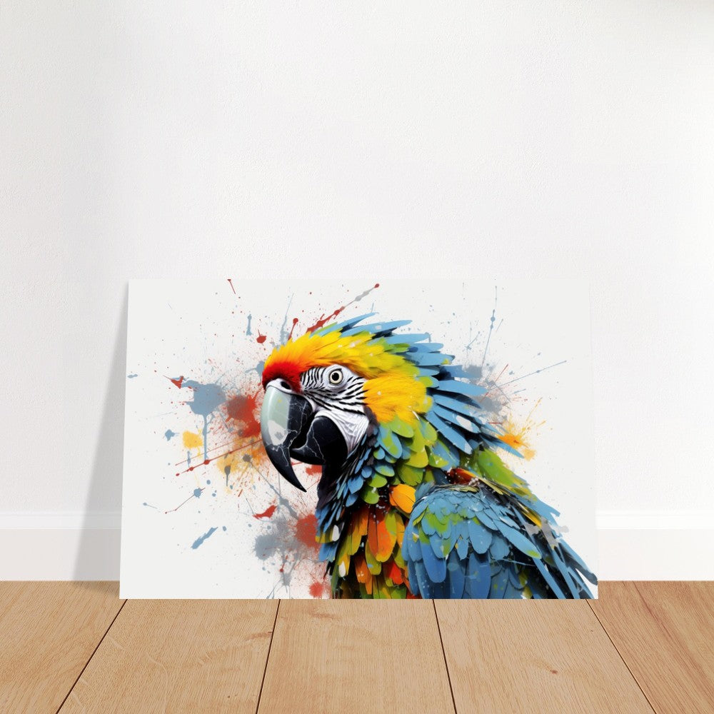 Colorful Macaw Parrot Poster Print. Watercolor Cute Bird Art Gift, Present for Mom, Dad. Safari Animal Wall Art