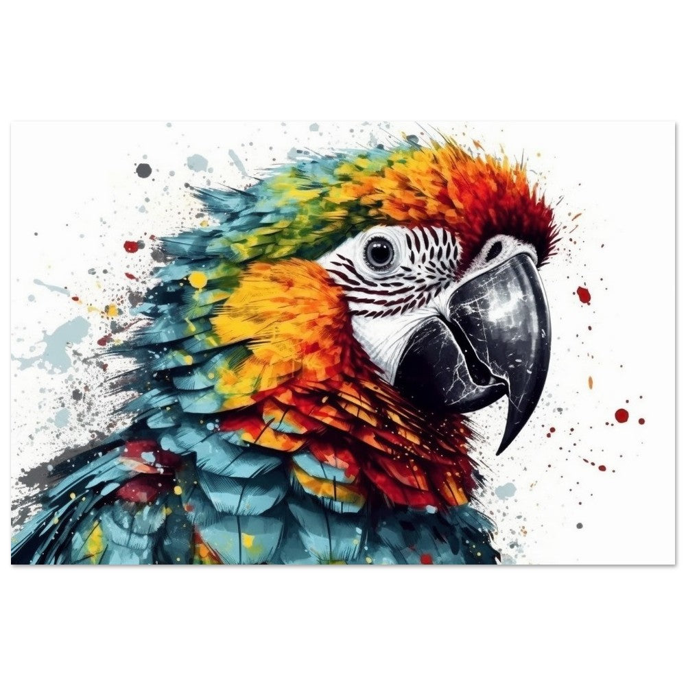 Colorful Macaw Parrot Poster Print. Watercolor Cute Bird Art Gift, Present for Mom, Dad. Safari Animal Wall Art