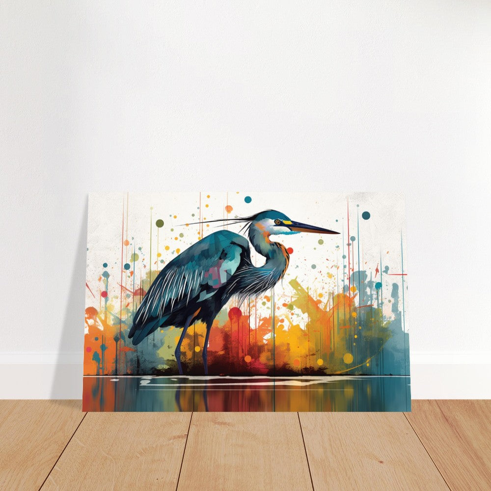 Colorful Heron Poster Print. Watercolor Great Bird Art Gift, Present for Mom, Dad. Rainbow Animal Wall Art