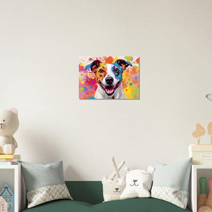 Jack-Russell-Terrier-Poster – bunter Aquarell-Pop-Art-Druck, Tier-Wandkunst-Geschenk für Hundeliebhaber, Mama, Papa