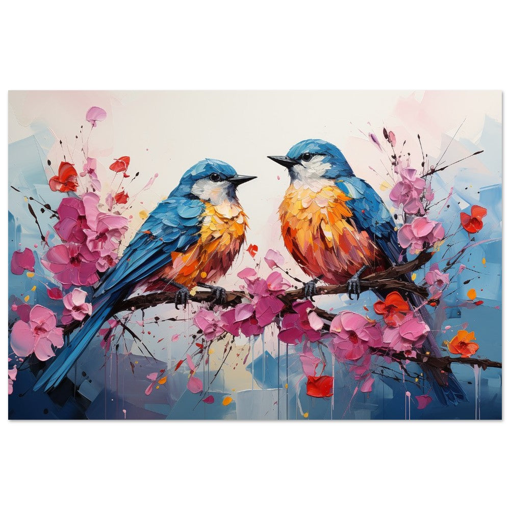 Impression d’affiche d’oiseaux britanniques doux. Aquarelle Great Bird Art Gift, cadeau pour maman, papa. Art mural animalier floral