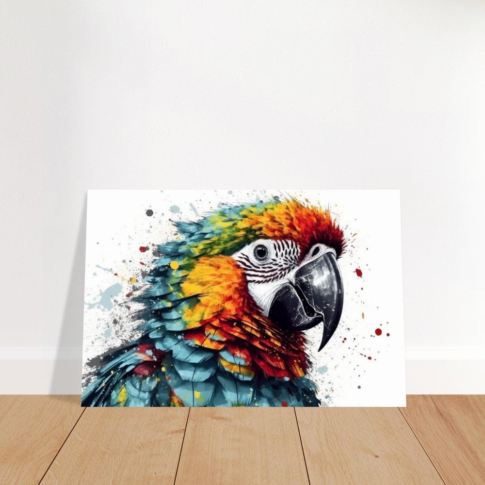 Colorful Macaw Parrot Poster Print. Watercolor Cute Bird Art Gift, Present for Mom, Dad. Safari Animal Wall Art