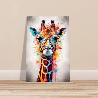 Watercolor Giraffe with Glasses Poster Print - Safari Decor, Colourful Animal Wall Art Painting Gift, Rainbow Watercolour Pop Art