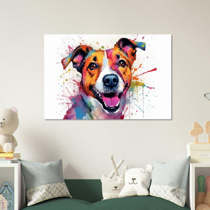 Jack-Russell-Terrier-Poster – bunter Aquarell-Pop-Art-Druck, Tier-Wandkunst-Geschenk für Hundeliebhaber, Mama, Papa