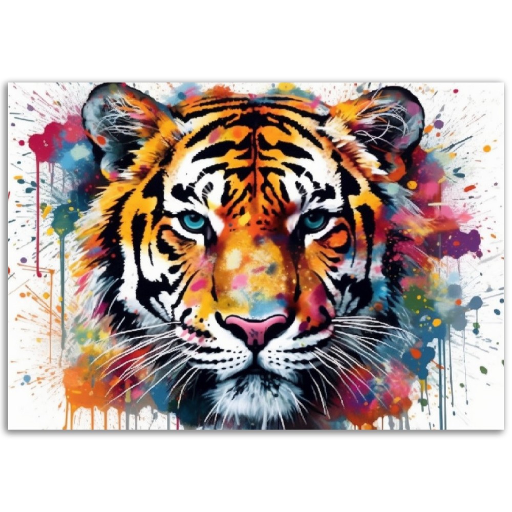 Exotic Tiger Stripe Poster | Colorful Watercolor Wall Art Gift for Nursery, Family, Mum or Dad