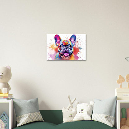 French Bulldog Pup Poster with Free Delivery! Colorful Watercolor Nursery Puppy Poster Print Wall Art Gift for Dog Lovers, Frenchie Mom, Dad