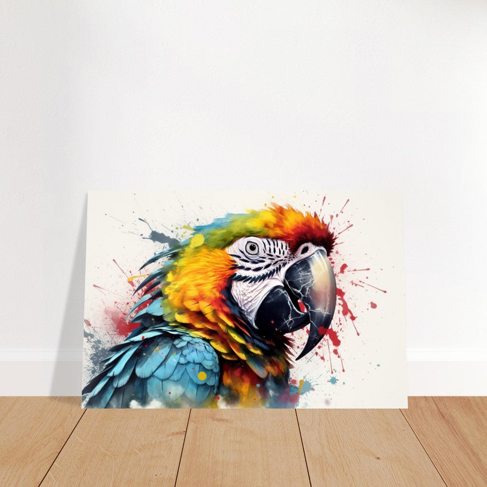 Colorful Macaw Parrot Poster Print. Watercolor Cute Bird Art Gift, Present for Mom, Dad. Safari Animal Wall Art