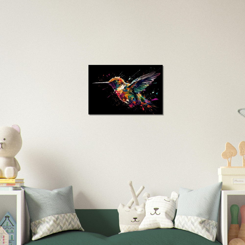 Colorful Hummingbird Poster Print. Watercolor Cute Bird Art Gift, Present for Mom, Dad. Safari Animal Wall Art