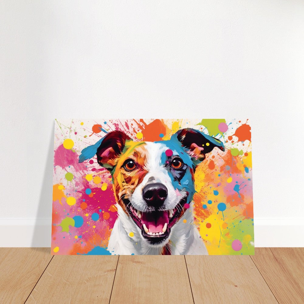 Jack-Russell-Terrier-Poster – bunter Aquarell-Pop-Art-Druck, Tier-Wandkunst-Geschenk für Hundeliebhaber, Mama, Papa