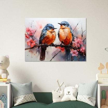 Impression d’affiche d’oiseaux britanniques doux. Aquarelle Great Bird Art Gift, cadeau pour maman, papa. Art mural animalier floral