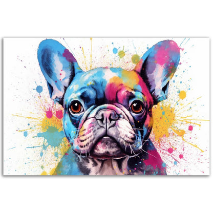 Affiche bouledogue français avec livraison gratuite ! Aquarelle colorée pépinière chiot affiche impression mur art cadeau pour les amoureux des chiens, Frenchie maman, papa