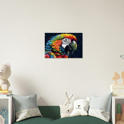 Colorful Macaw Parrot Poster Print. Watercolor Cute Bird Art Gift, Present for Mom, Dad. Safari Animal Wall Art