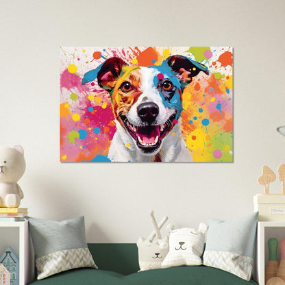 Jack-Russell-Terrier-Poster – bunter Aquarell-Pop-Art-Druck, Tier-Wandkunst-Geschenk für Hundeliebhaber, Mama, Papa